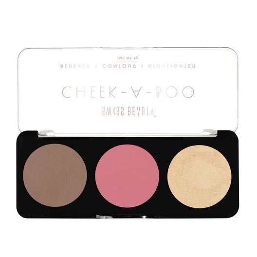 Swiss Beauty Cheek-A-Boo 3-in-1 Face Palette with Blusher , Contour and Highlighter